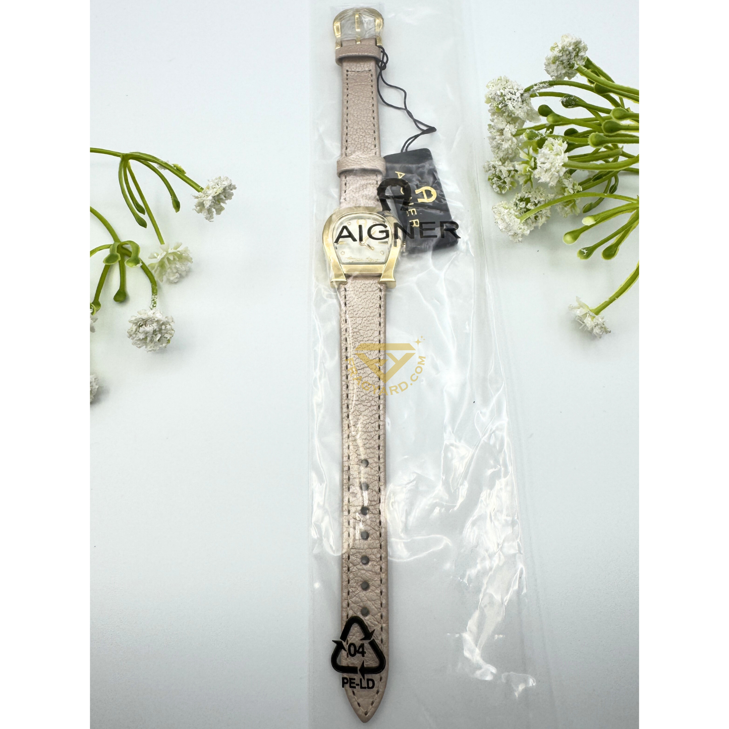 Aigner Varese A45203 Gold Plated Stainless Steel Gold Genuine Leather Strap