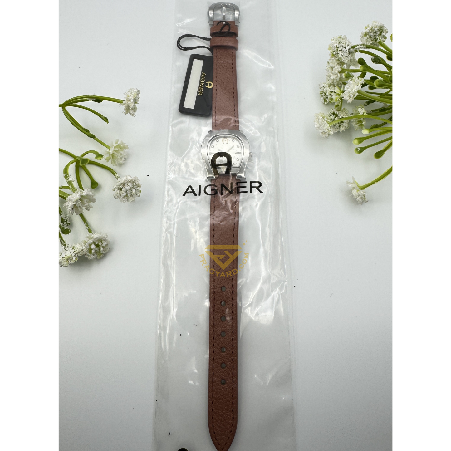 Aigner A45202 New Varese ladies gold plated genuine brown lather strap