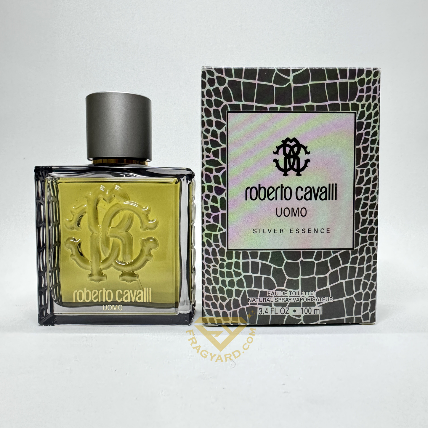 ROBERTO CAVALLI UOMO SILVER ESSENCE EAU DE TOILETTE 3.4OZ / 100 ML TESTER ORIGINAL