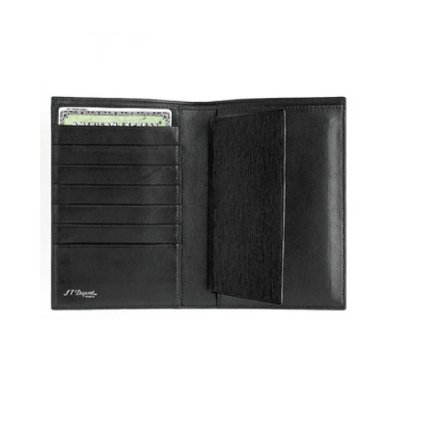 S.T. Dupont 74118 Black Contrast Leather Wallet, Holds 7 CC. Cards & pass holder a movable ML10
