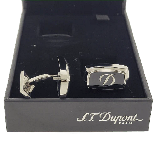 S.T. Dupont Black Lacquer and Black D Logo Cufflinks, 005502 st dupont