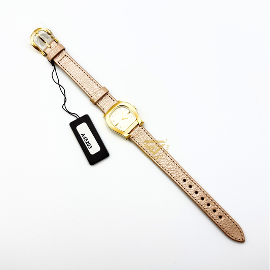 Aigner Varese A45203 Gold Plated Stainless Steel Gold Genuine Leather Strap