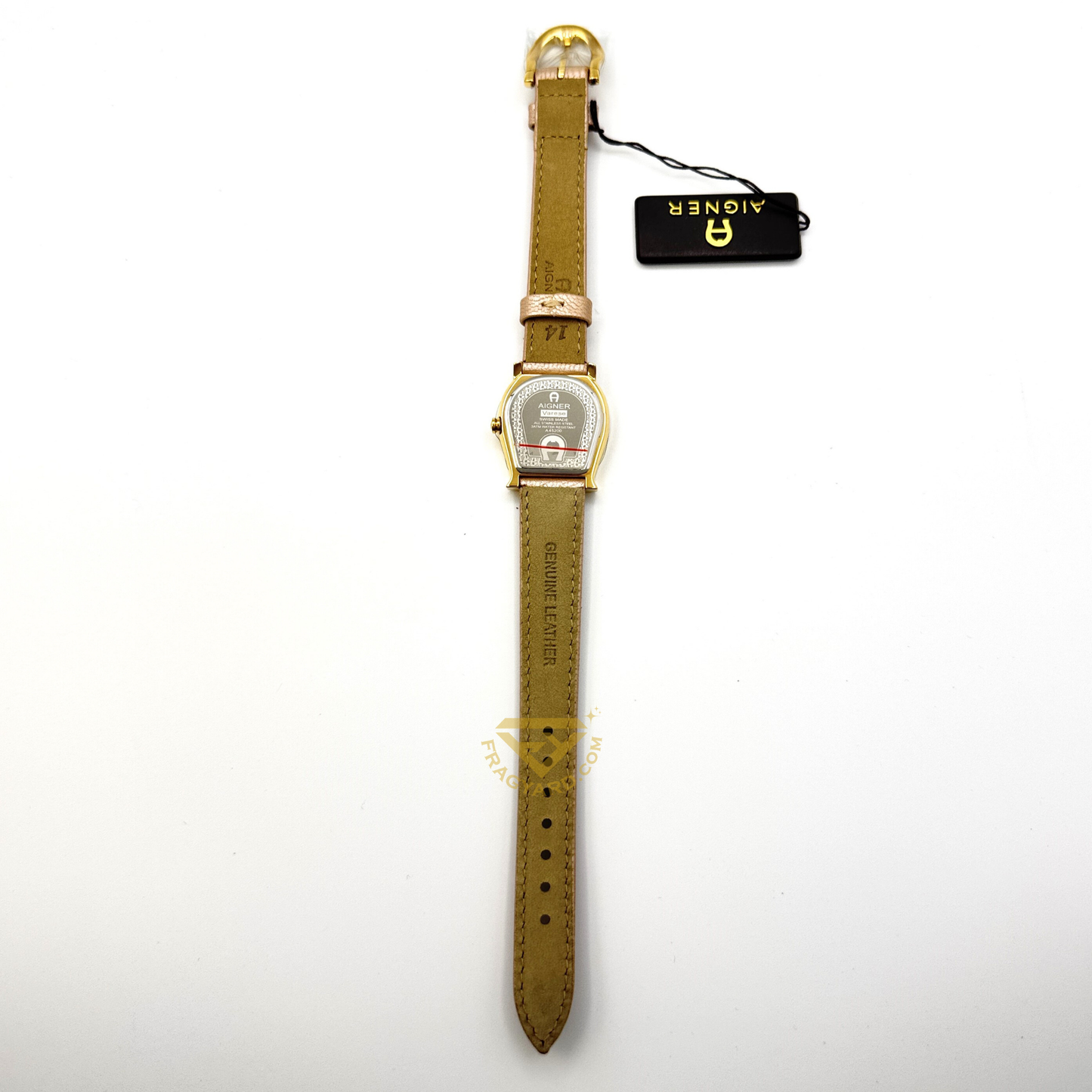 Aigner Varese A45203 Gold Plated Stainless Steel Gold Genuine Leather Strap