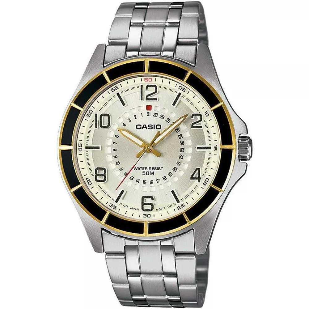 Casio Watch Silver dial Date Two tone case Stainless Steel Men's Watch MTF-118BD-9AVDF