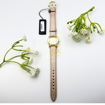 Aigner Varese A45203 Gold Plated Stainless Steel Gold Genuine Leather Strap