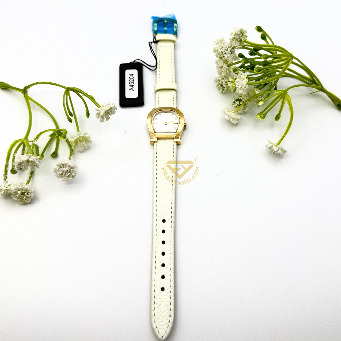 Aigner Varese A45204 Gold Plated Stainless Steel White Genuine Leather Strap