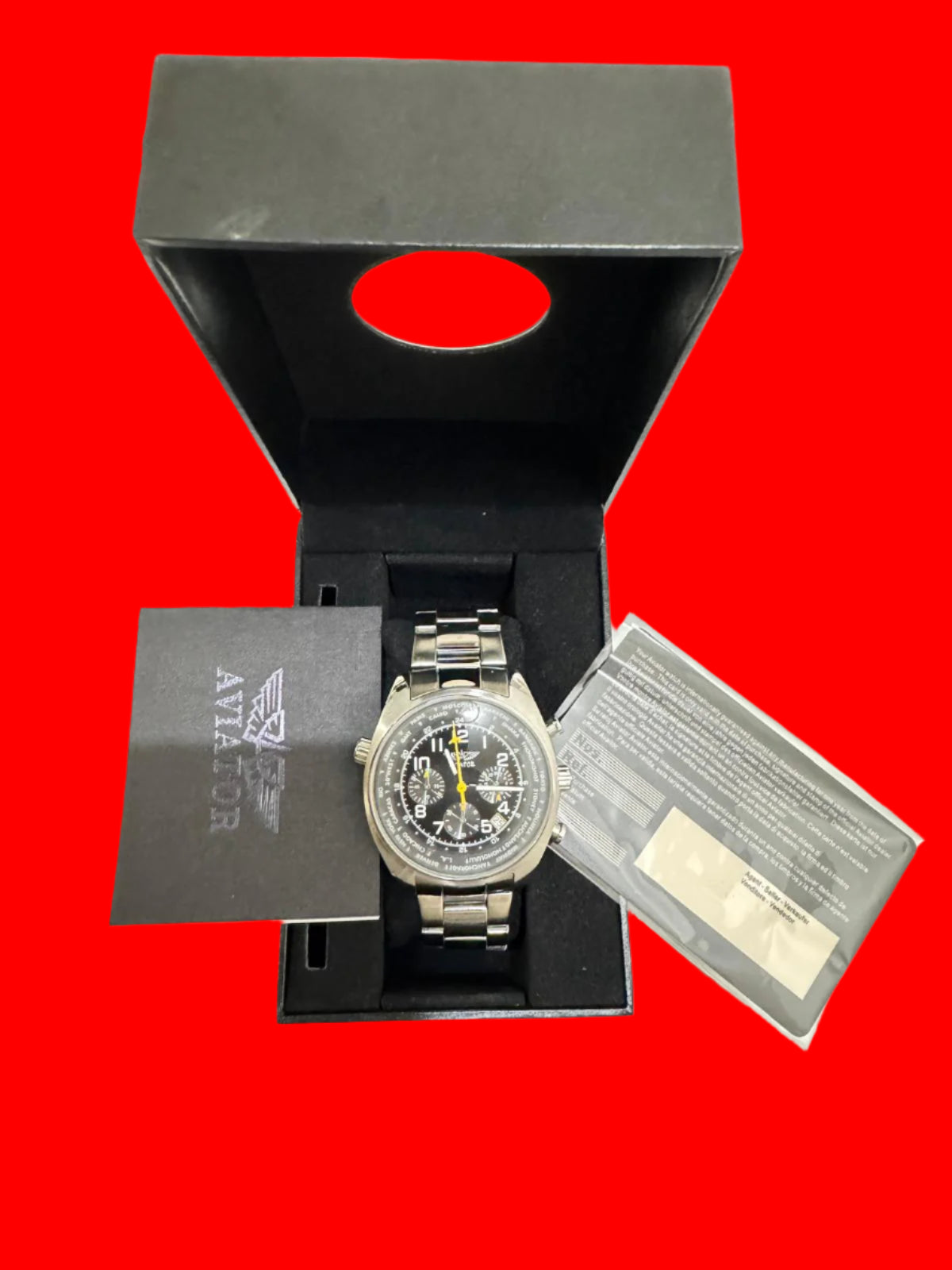 AVIATOR Men's Stainless Steel Chronograph Watch AVW5839G6 new original