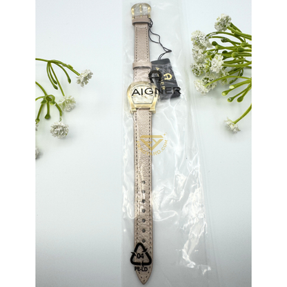 Aigner Varese A45203 Gold Plated Stainless Steel Gold Genuine Leather Strap