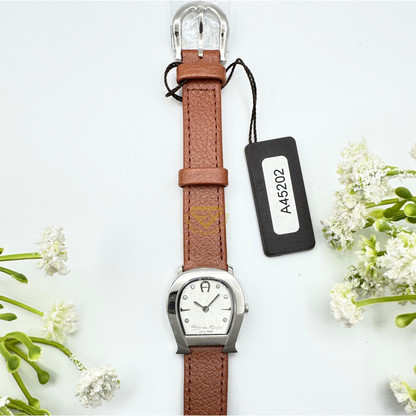 Aigner A45202 New Varese ladies gold plated genuine brown lather strap