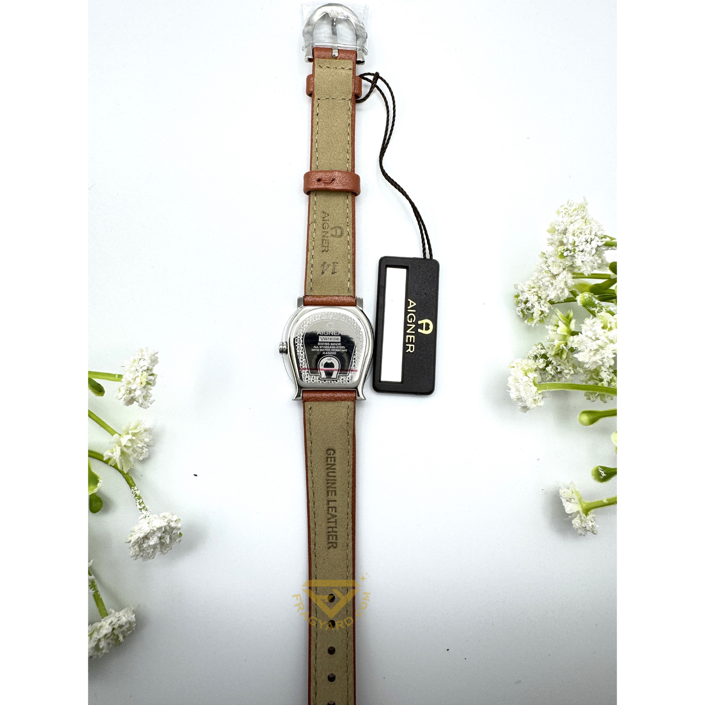 Aigner A45202 New Varese ladies gold plated genuine brown lather strap