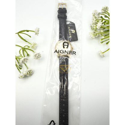 Aigner Watch A44200 Treviso Ladies Gold dial Brown leather strap 3ATM water resistance Swiss made all stainless steel