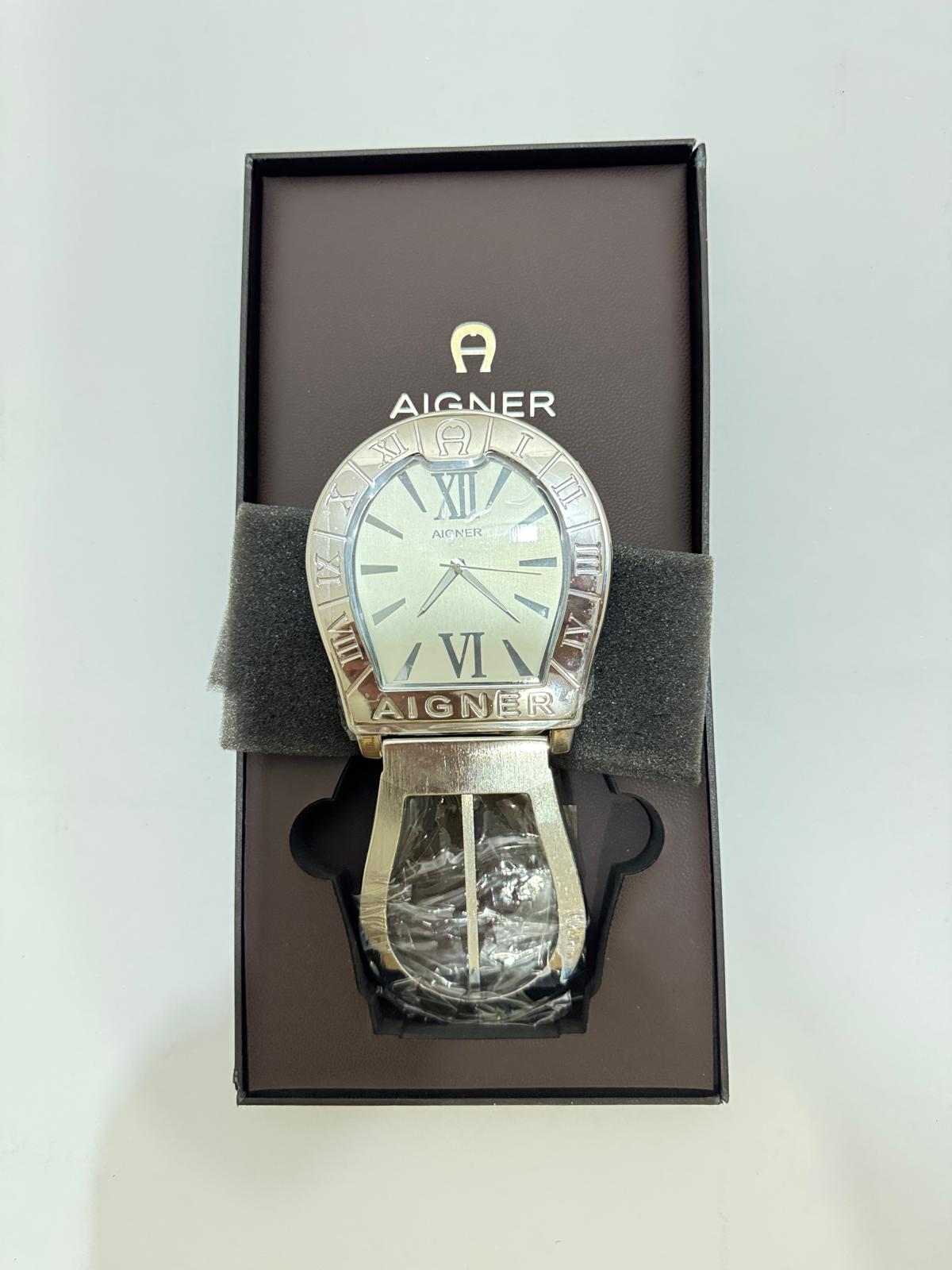 Aigner desk clock limited edition stainless steel swiss made new pack peace