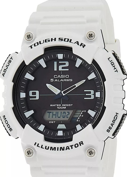 Casio Watch Mens Tough Solar Digital Sports Watch 5 Alarms Glossy White AQ-S810WC-7AVDF