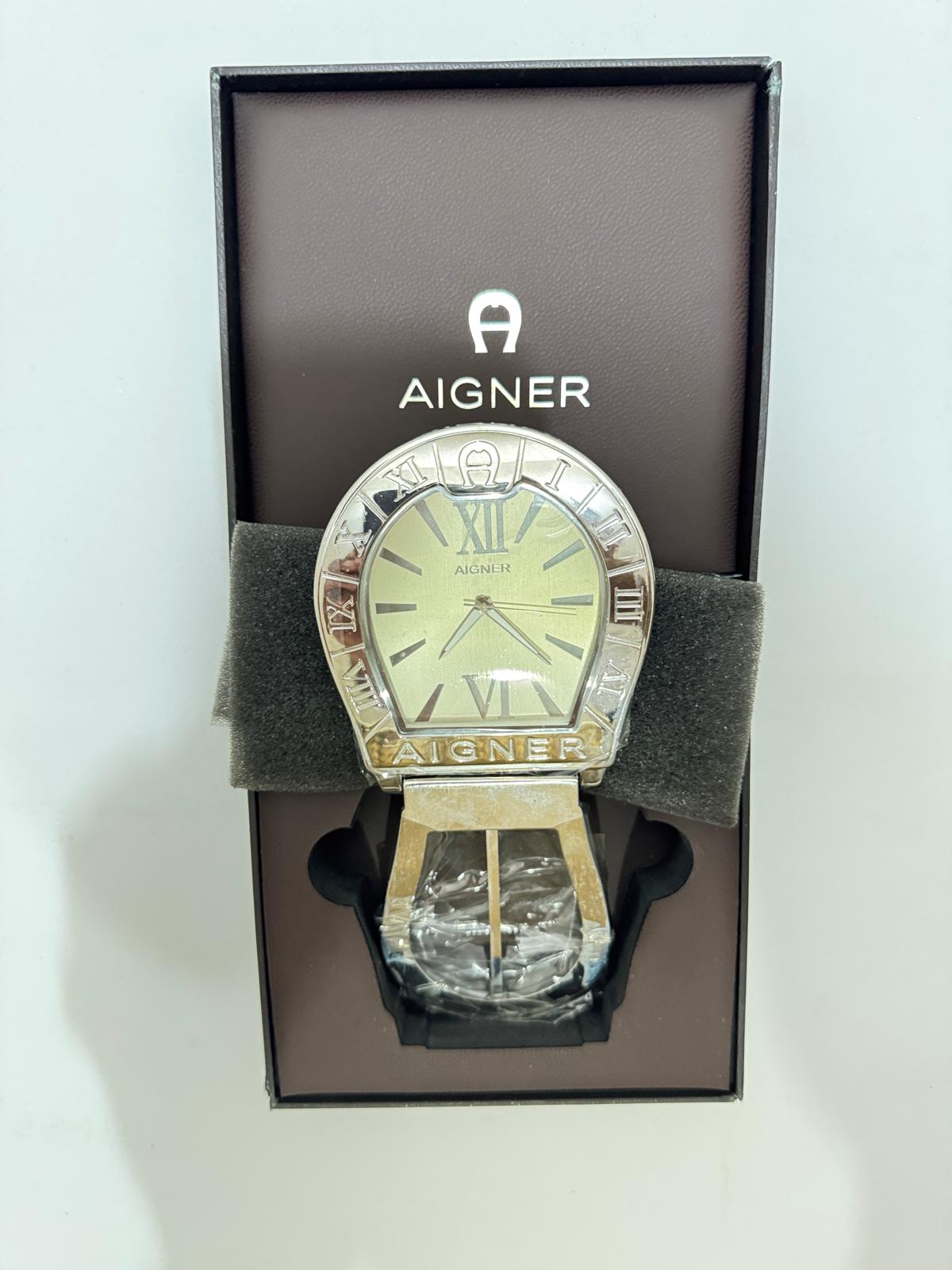 Aigner desk clock limited edition stainless steel swiss made new pack peace