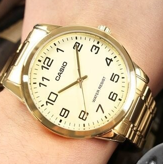 Casio Watch Men's Standard Analog Gold dial Watch MTP-V001G-9BUDF 4971850082590