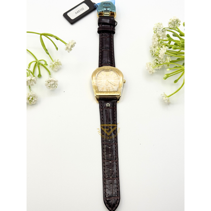 Aigner A48102 New Verona Ladies wrist watch Gold plated Genuine leather strap