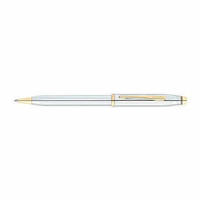 Cross century II 3302WG polished chrome 23 carat gold filled details  Ball-Point Pen Medalist original guarentee