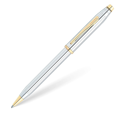 Cross century II 3302WG polished chrome 23 carat gold filled details  Ball-Point Pen Medalist original guarentee