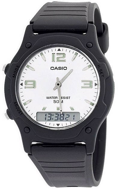 Casio Watch Digital Analog 2 Time Zone Men Classic Watch AW-49HE-7AVDF
