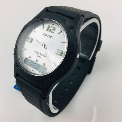 Casio Watch Digital Analog 2 Time Zone Men Classic Watch AW-49HE-7AVDF