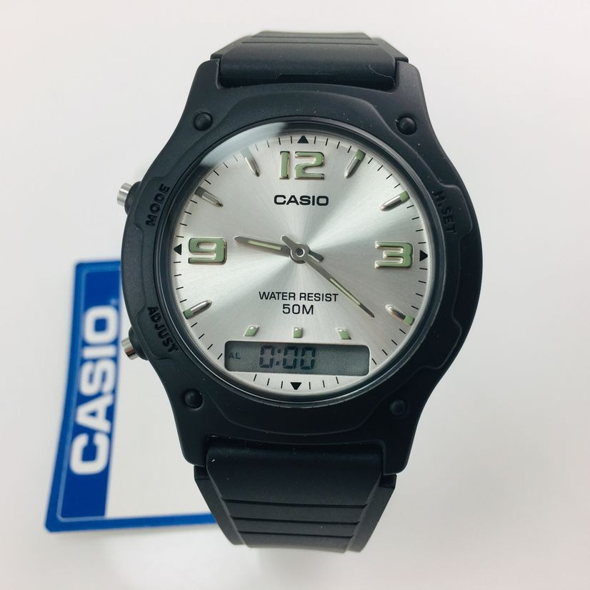 Casio Watch Digital Analog 2 Time Zone Men Classic Watch AW-49HE-7AVDF