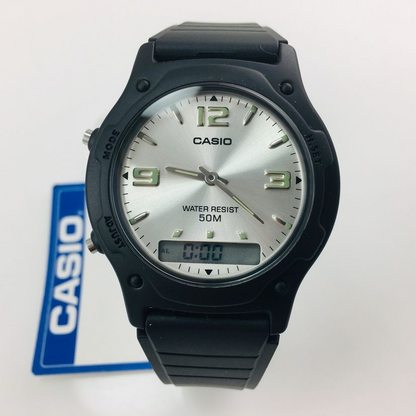 Casio Watch Digital Analog 2 Time Zone Men Classic Watch AW-49HE-7AVDF