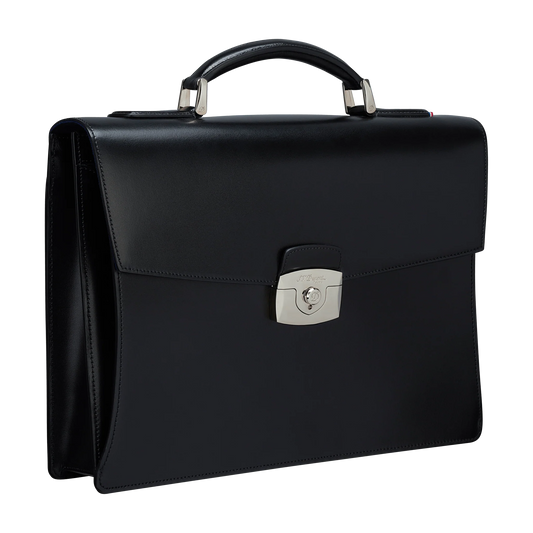 S.T. Dupont 181001 Line D single-gusset black smooth leather briefcase new pack peace Original with guarantee.