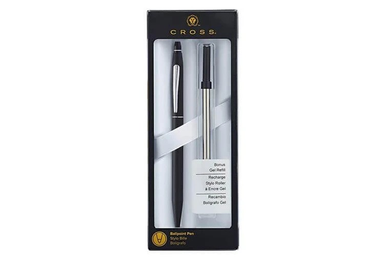 Cross AT0622S-102 Click Ballpoint Pen Satin chrome - Matte Black Original Guarantee