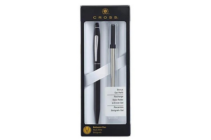 Cross AT0622S-102 Click Ballpoint Pen Satin chrome - Matte Black Original Guarantee