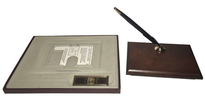 Cross Single Desk set 5607 mahogany finish base with classic black ball point pen original guarantee