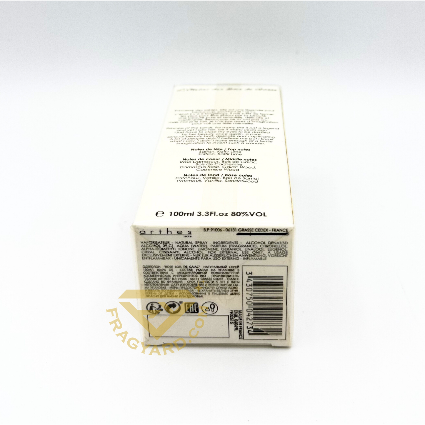 Rose Bois de Gaiac L'Atelier des Bois de Grasse for women and men BY ARTHES UNISEX COLOGNE DE LUXE 100ML