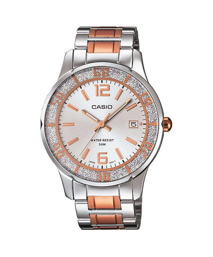 Casio LTP-1359RG-7AVDF Analog women's watch two tone stainless steel strap with metal box