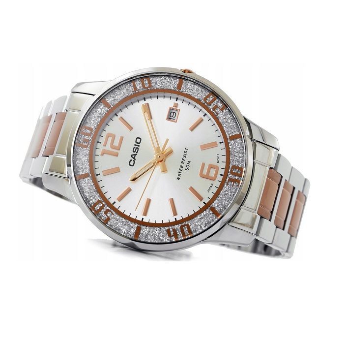 Casio LTP-1359RG-7AVDF Analog women's watch two tone stainless steel strap with metal box