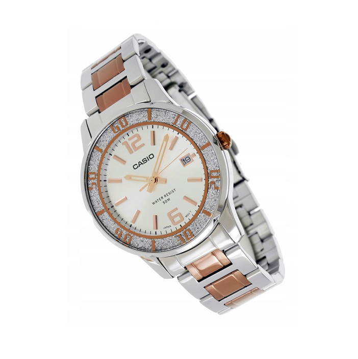 Casio LTP-1359RG-7AVDF Analog women's watch two tone stainless steel strap with metal box