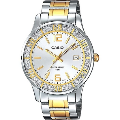 Casio Watch FASHION WOMEN'S Stainless Steel WATCH  LTP -1359SG-7AVDF 45mm- Silver Gold 4971850073093 + BOX