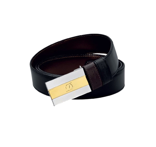 S.T. Dupont 6660120 Ceinture Belt reversible black brown leather belt with two tone buckle Original guarantee  st dupont