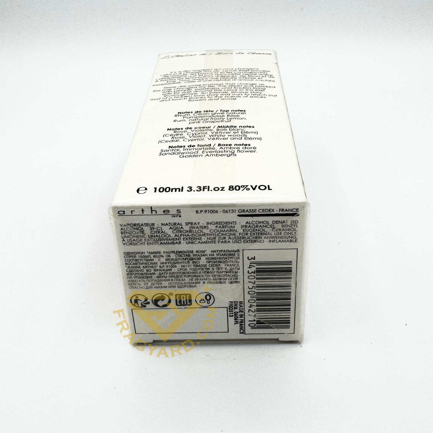 JEANNE ARTHES AMBRE PAMPLEMOUSSE ROSE L'Atelier des Bois de Grasse Cologne 100ml