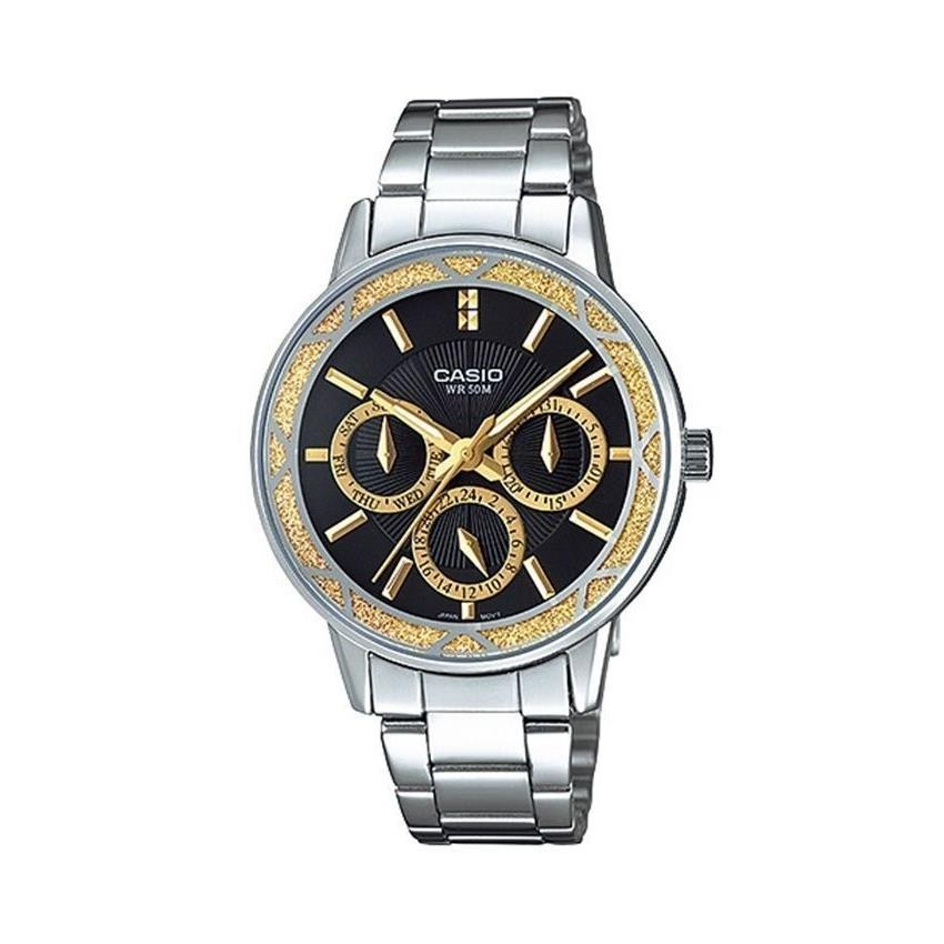 Casio Watch Black Dial Day Date Stainless Steel Ladies Watch LTP-2087D-1AVDF