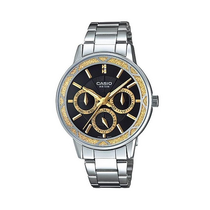 Casio Watch Black Dial Day Date Stainless Steel Ladies Watch LTP-2087D-1AVDF