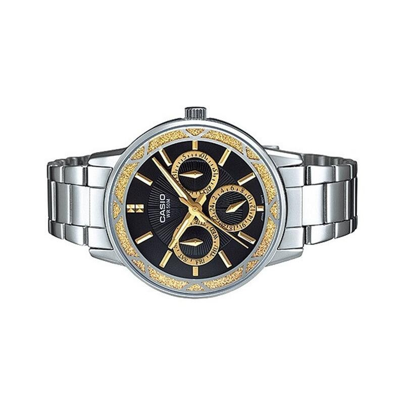 Casio Watch Black Dial Day Date Stainless Steel Ladies Watch LTP-2087D-1AVDF
