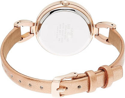 Casio Watch Women Quartz Watch, Analog Display and Leather Strap LTP-E401PL-9A Rose Gold 35 mm