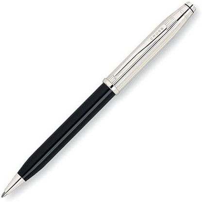 Cross Century II 462WG-5 Sterling Silver plated Translucent Black Lacquer Ball Point Pen New with box original Guarantee