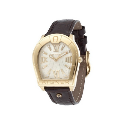 Aigner A48102 New Verona Ladies wrist watch Gold plated Genuine leather strap