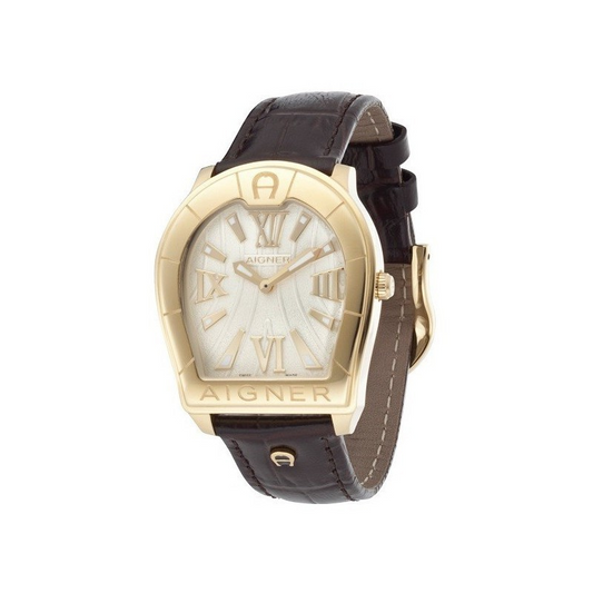 Aigner A48102 New Verona Ladies wrist watch Gold plated Genuine leather strap
