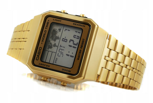 Casio Wrist Watch Unisex Digital Watch with gold plated steel strep A500WGA-9DF