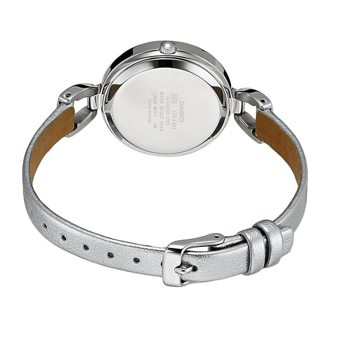 Casio LTP-E401L-7AVDF Women's Watch Analog Silver Dial Silver Leather Band  4971850059868