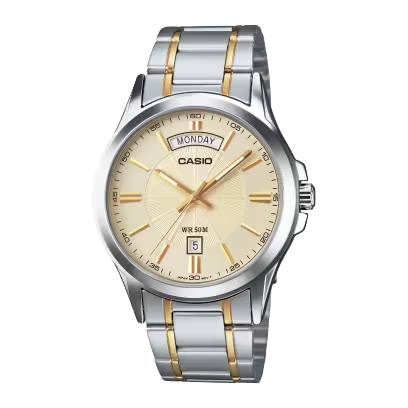 Casio Watch MTP-1381G-9AVDF Champagne Analog Two-Tone Gold Stainless Steel Men's Watch