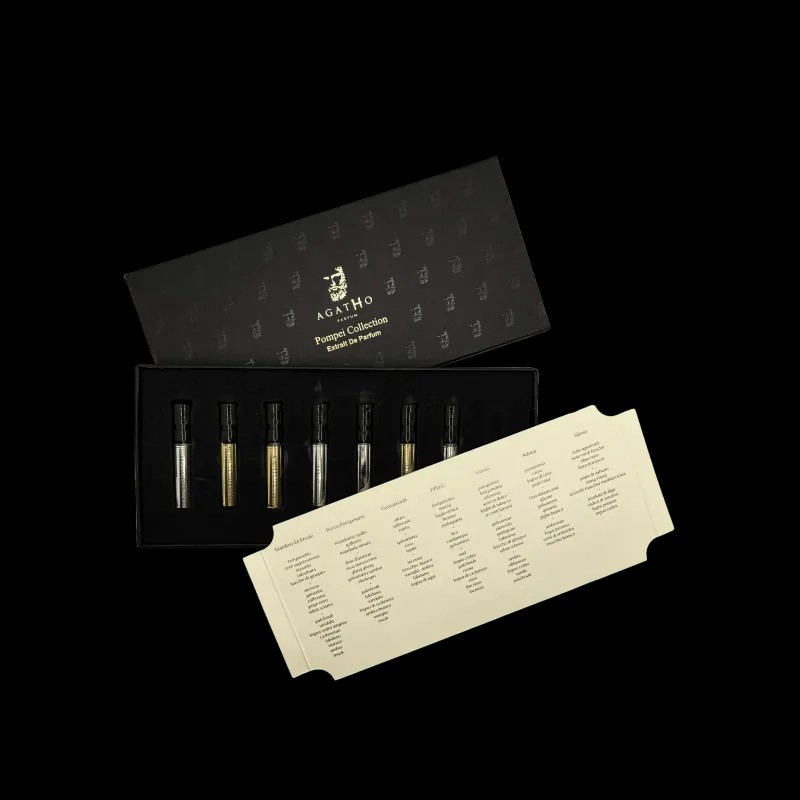 AGATHO PARFUM POMPEI COLLECTION EXTRAT DE COLLECTION SAMPLE SET 7 X 2 ML .07 FL OZ