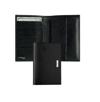 S.T. Dupont 74118 Black Contrast Leather Wallet, Holds 7 CC. Cards & pass holder a movable ML10