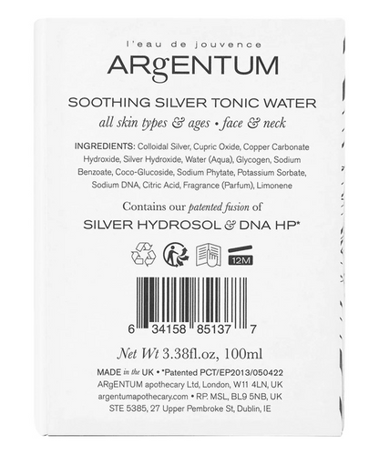 ARGENTUM SOOTHING SILVER TONIC WATER ALL SKIN TYPE AND AGES FACE AND NEXK  100ML